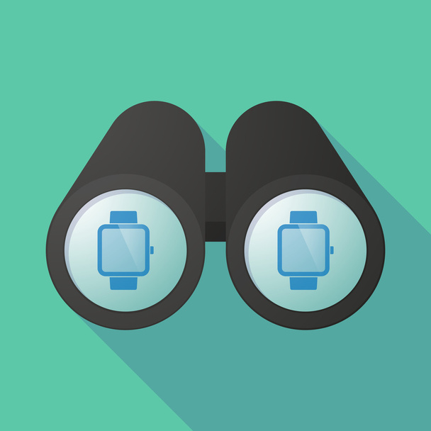 Illustration of a binoculars viewing a smart watch - Vector, Image