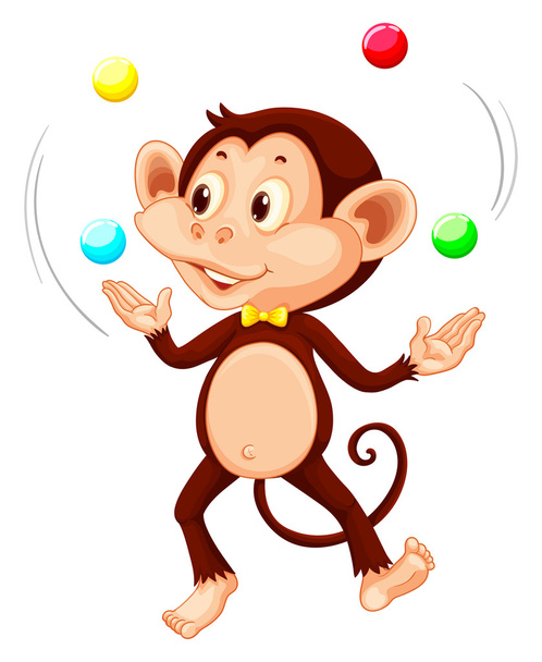 Feliz mono haciendo malabarismos con bolas
 - Vector, Imagen
