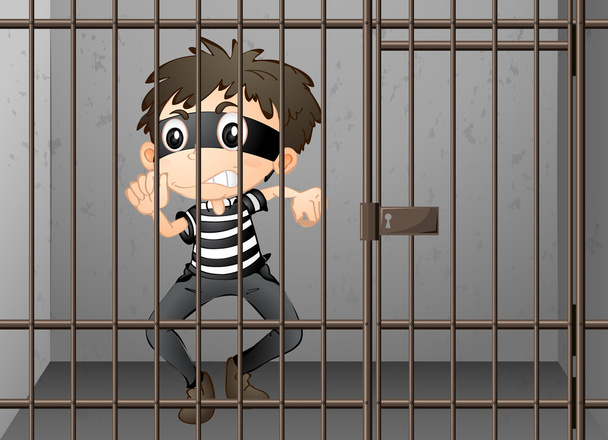 Criminoso preso na prisão
 - Vetor, Imagem