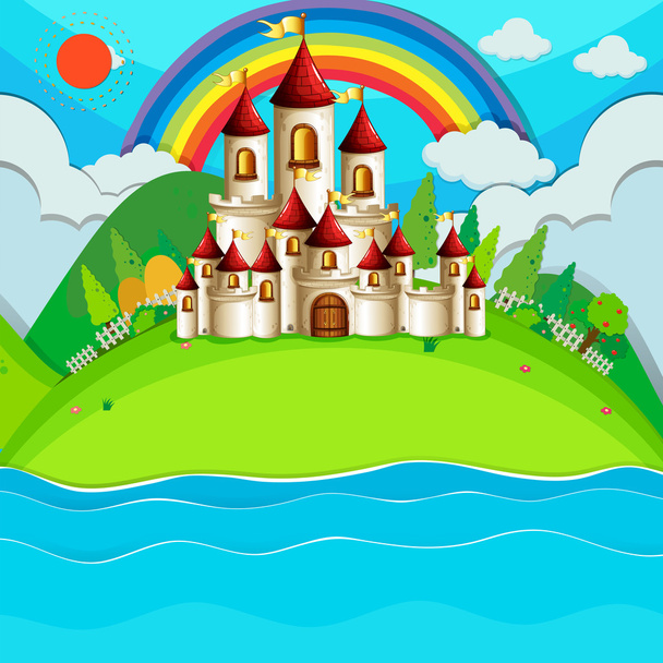 Castle towers in the field - Vector, Image