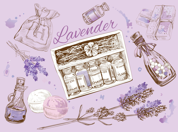 Lavender natural set - Διάνυσμα, εικόνα