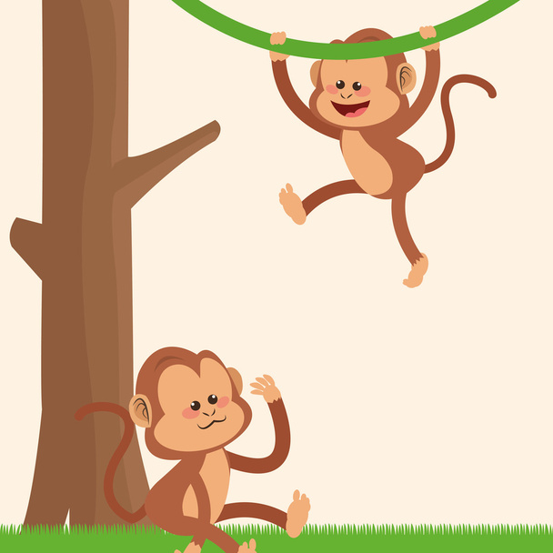 Σχεδίαση κινουμένων σχεδίων μαϊμού - Διάνυσμα, εικόνα