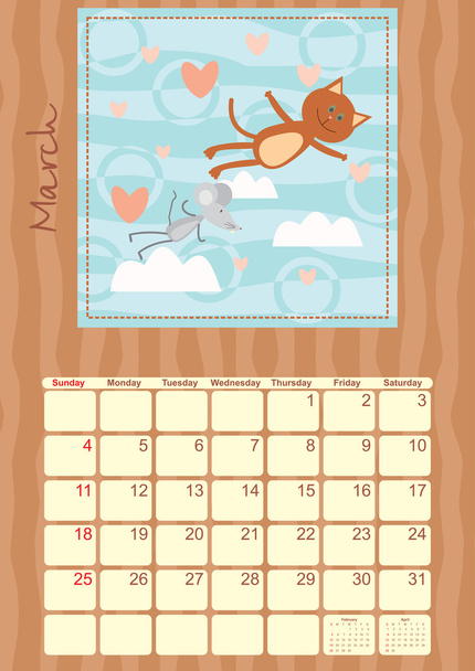 Calendar for March 2012 - Διάνυσμα, εικόνα