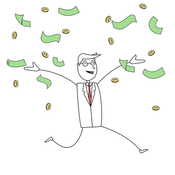 お金で漫画幸せな男 - ベクター画像
