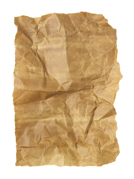 A régi, gyűrött papír elszigetelt fehér - Fotó, kép