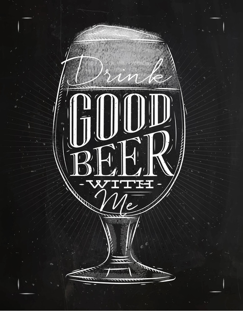 Poster buena tiza de cerveza
 - Vector, Imagen