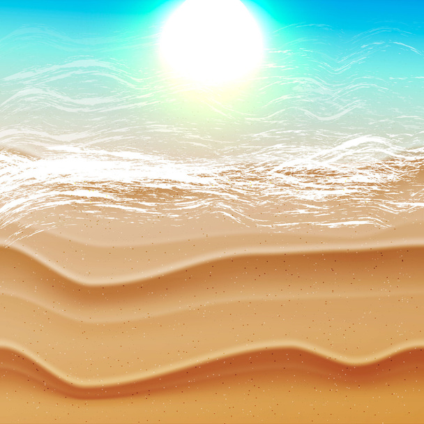 Beach and tropical sea with sun - Vector, Image