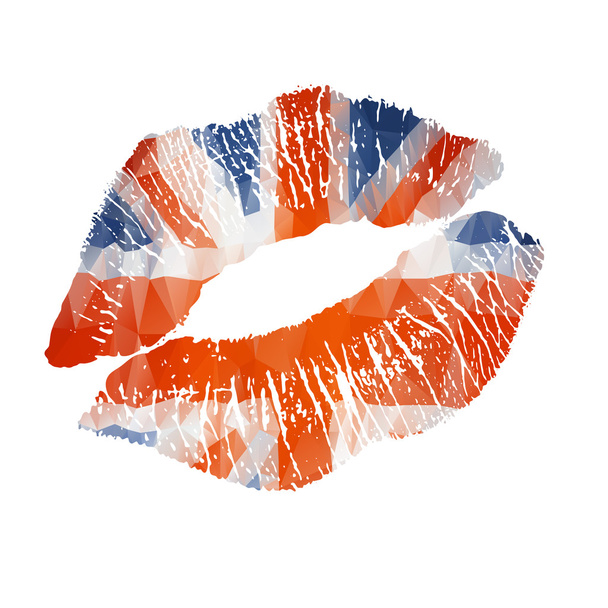 Royaume-Uni Baiser rouge à lèvres sur fond blanc. Vecteur
. - Vecteur, image