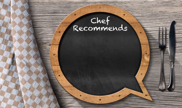 Chef Recommends - Blackboard Speech Bubble Shaped - Photo, Image