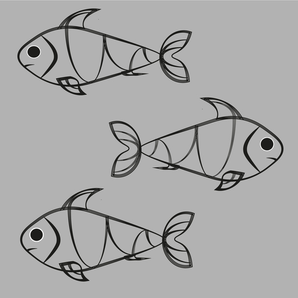 Fish on a gray background - Vector, Image