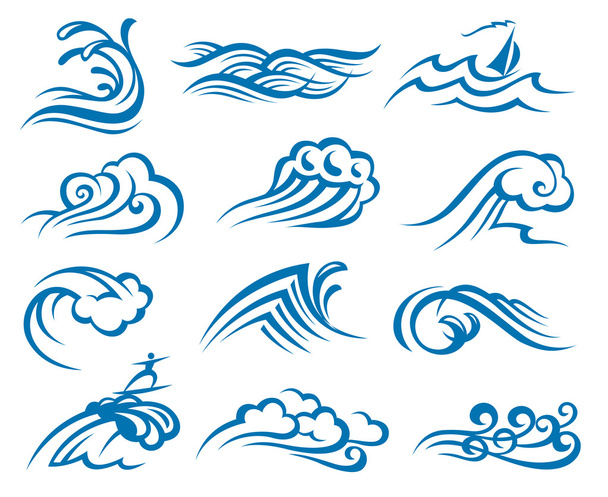 Set of waves - Vettoriali, immagini