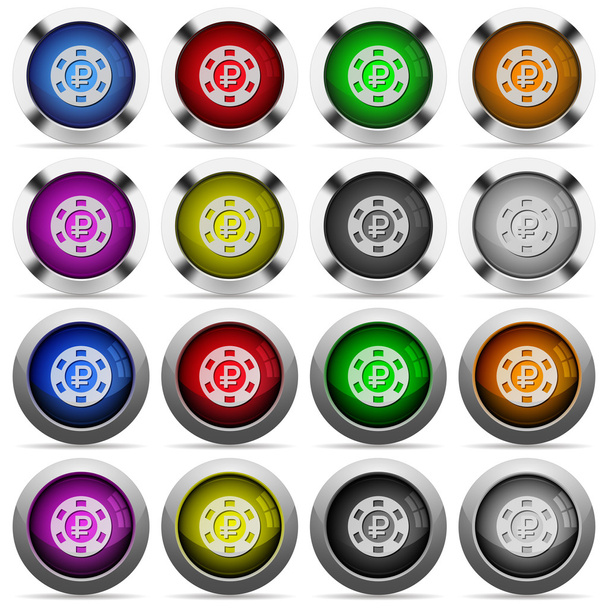 Ruble casino chip button set - Vector, Image
