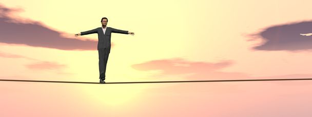 Hombre en crisis caminando en equilibrio
 - Foto, Imagen