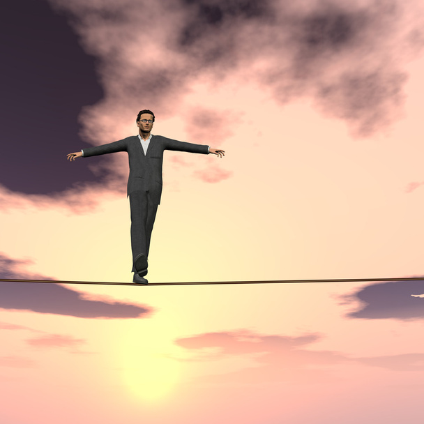 man in crisis walking in balance - Photo, Image