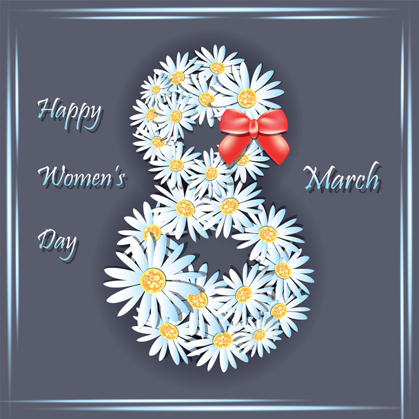 Daisy flowers on the greeting card for Womens day. - Διάνυσμα, εικόνα