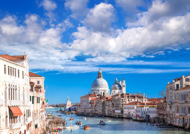 Venice with boats on Grand canal in Italy - Photo, Image
