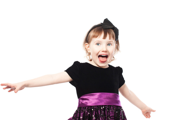 Happy shout girl in a dress - Foto, Imagem
