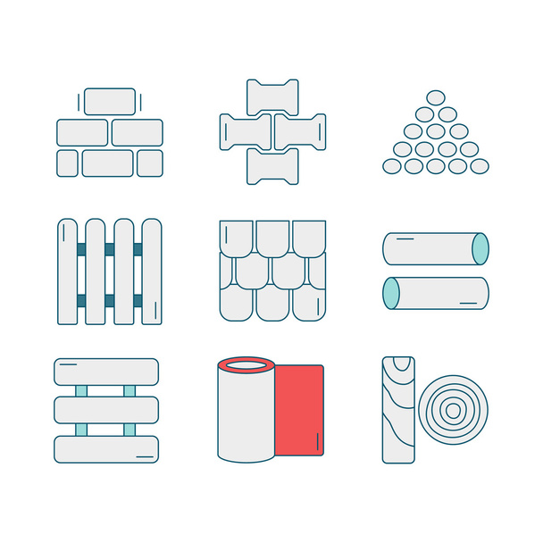 Conjunto de iconos de línea para bricolaje, construcción, materiales de construcción
. - Vector, Imagen