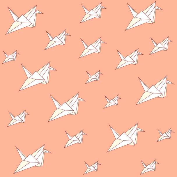 Векторный бесшовный рисунок с бумажными кранами оригами
 - Вектор,изображение