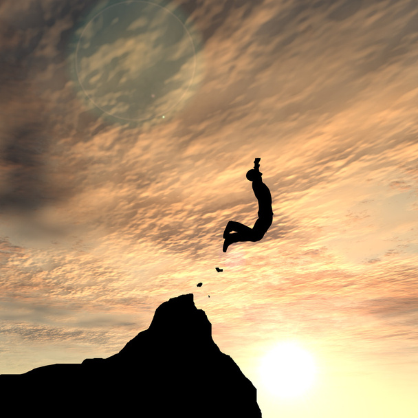 Hombre de negocios silueta saltando
 - Foto, Imagen