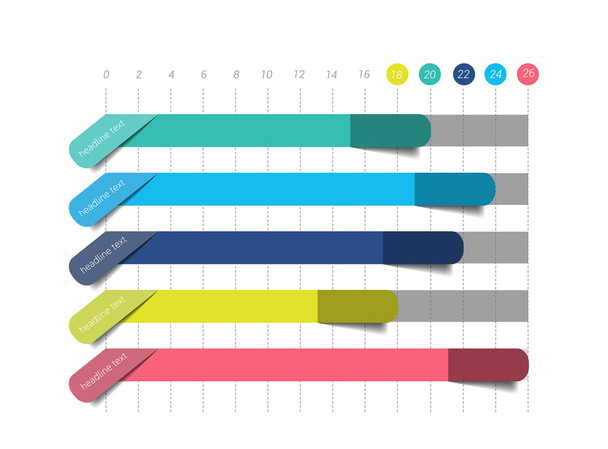 Flat chart, graph. Simply blue color editable. Infographics elements. - Vektor, Bild
