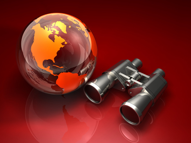 Globe en verrekijkers - Foto, afbeelding