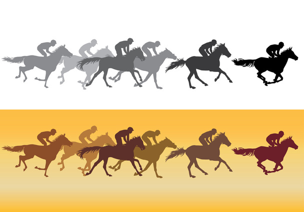 silhueta de corrida de cavalos
 - Vetor, Imagem