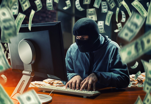 Haker w masce kradzież informacji - Zdjęcie, obraz