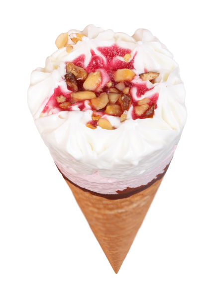 aardbei ijsje geïsoleerd op witte achtergrond - Foto, afbeelding