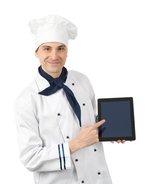 Chef presenting. Isolated on white background - Fotografie, Obrázek