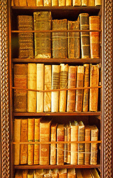 Mallorca, Baleári-szigetek, Spanyolország: értékes régi könyvek a könyvtárban a Valldemossa Charterhouse - Fotó, kép