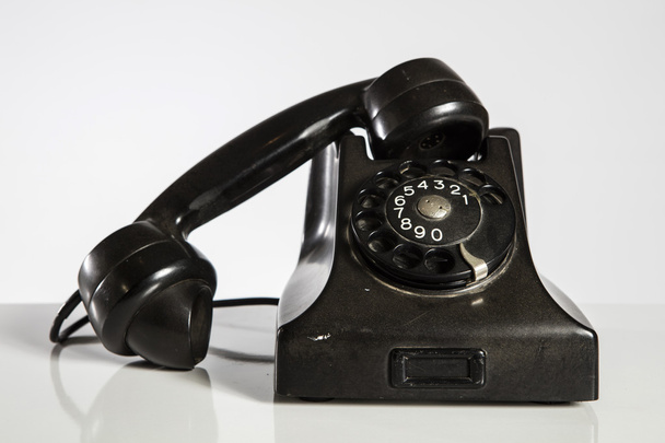 Black Phone, Old black telephone isolated on white - Фото, изображение
