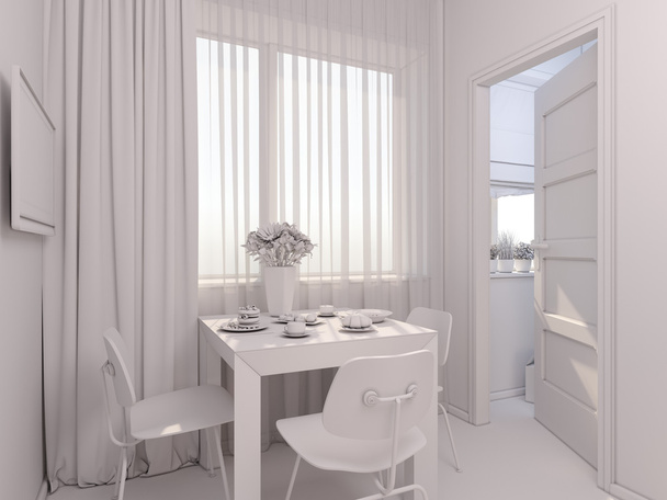 wizualizacje 3D wnętrz kuchnia w mieszkaniu - Zdjęcie, obraz