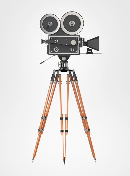 vintage retro movie camera tripod mount isolated on white high quality rendering - Foto, Imagen