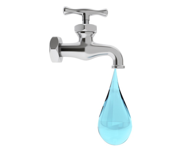 Chrome Water Tap with Drop - Photo, Image
