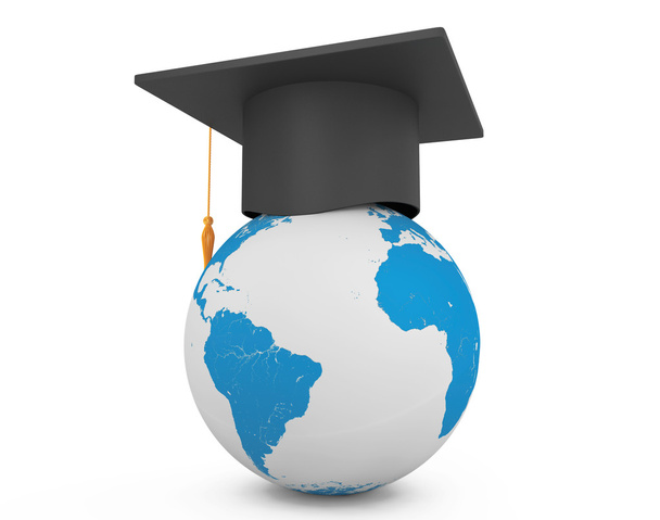 Cap académique de graduation avec Globe Terre
 - Photo, image