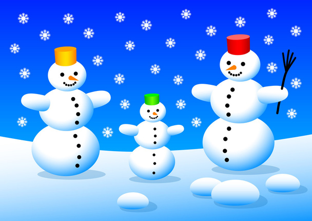 drie sneeuwmannen - Vector, afbeelding