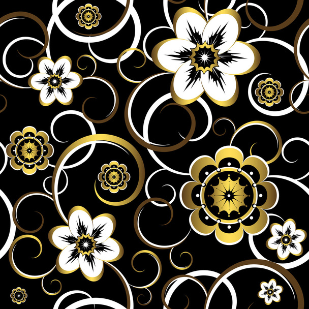 seamless vintage style flower pattern. floral elements in color  - Vector, Imagen