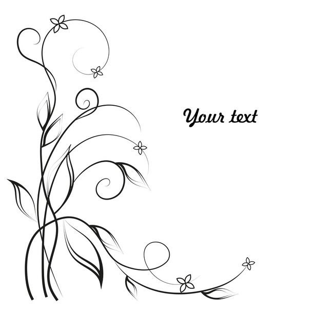 Simple floral background in black and white - Vector, Imagen