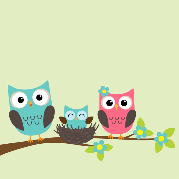 Family of owls - Διάνυσμα, εικόνα