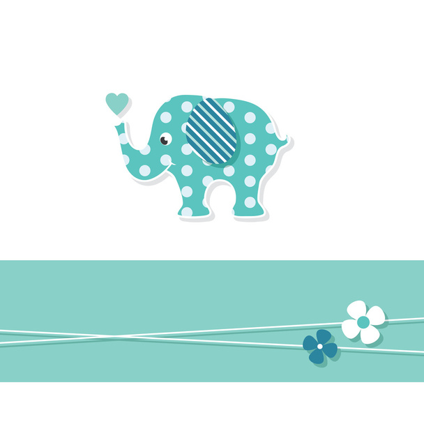 blue baby boy elephant greeting card - Vector, Imagen