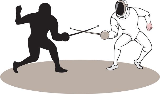 Schwertkämpfer fechten isolierte Karikatur - Vektor, Bild