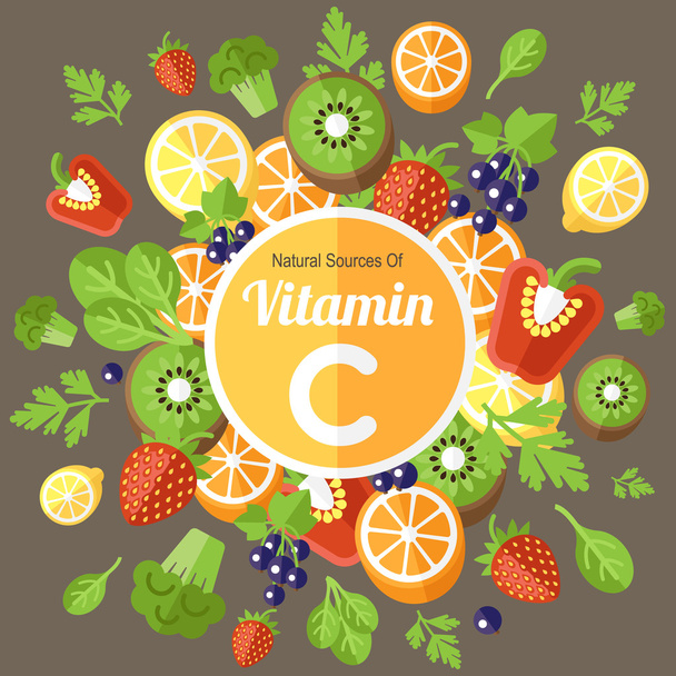 Vitamin c poster concept, flat style - Vector, afbeelding