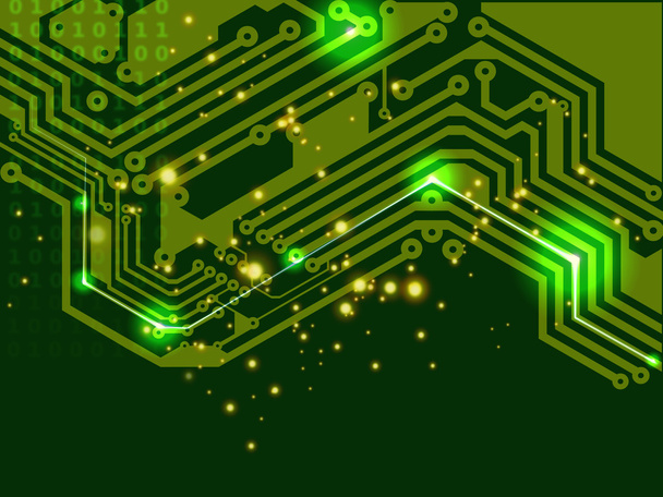 abstract digital sign of electronic printed circuit board in green. - Zdjęcie, obraz