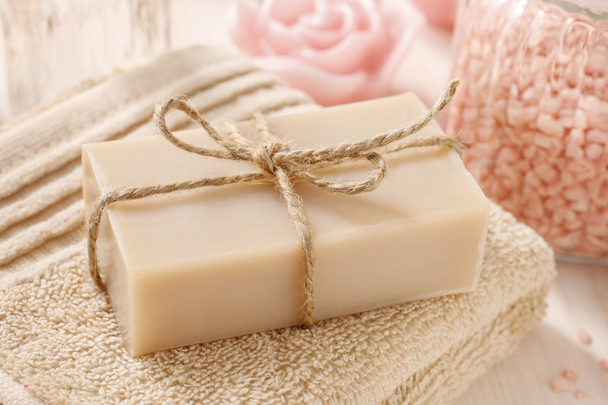 Bar of natural handmade soap - Фото, зображення