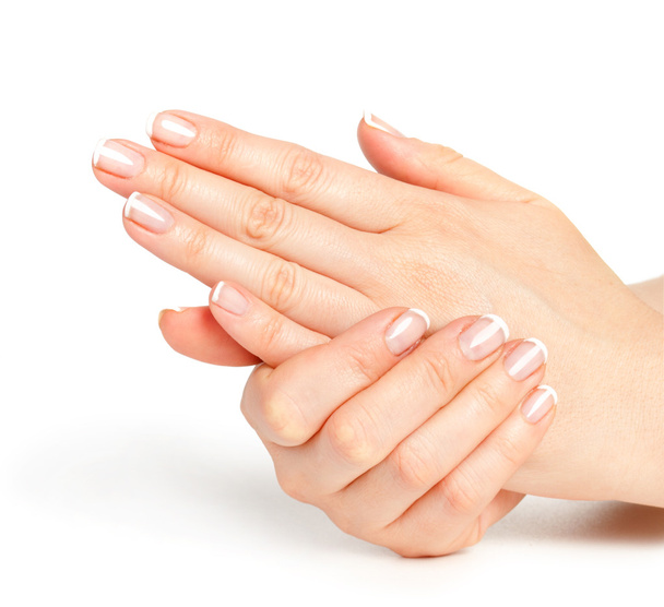 Beautiful female hands with french manicure - Φωτογραφία, εικόνα