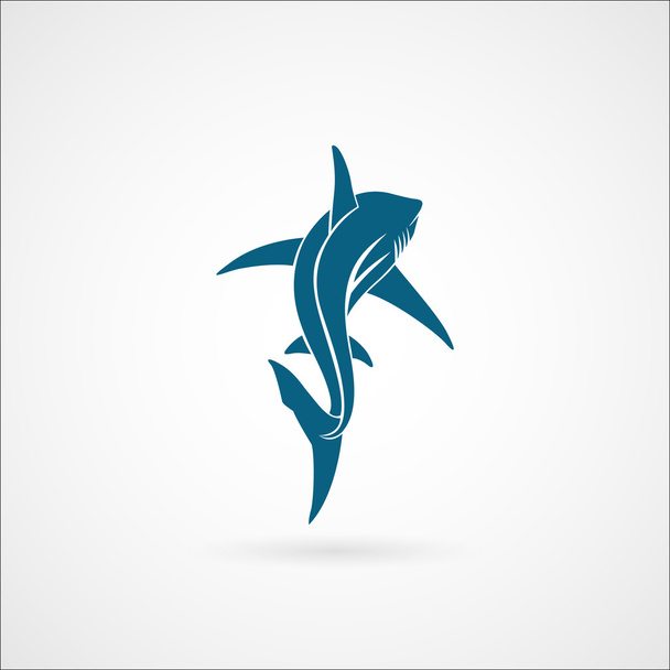 Signo de logotipo de Shark sailing far away sobre fondo blanco vector illu
 - Vector, imagen
