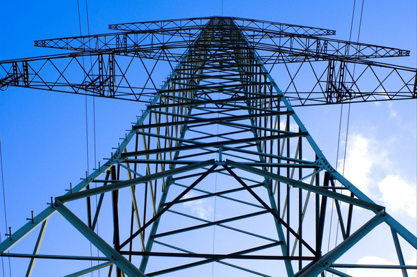 Electricity pylon in the blue sky - Photo, Image