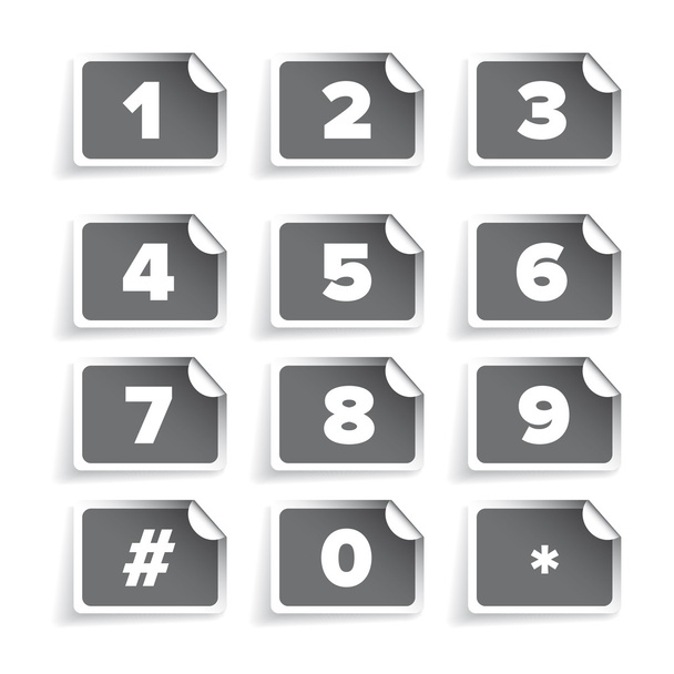 Number set vector label grey - Vektori, kuva