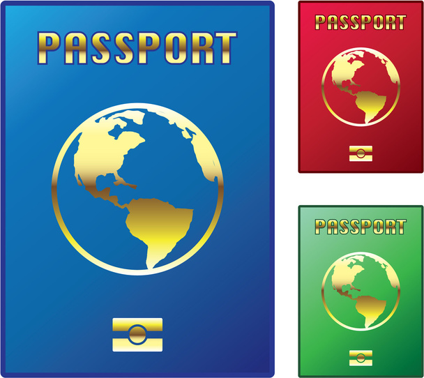 Passeports Vector bleu rouge vert
 - Vecteur, image